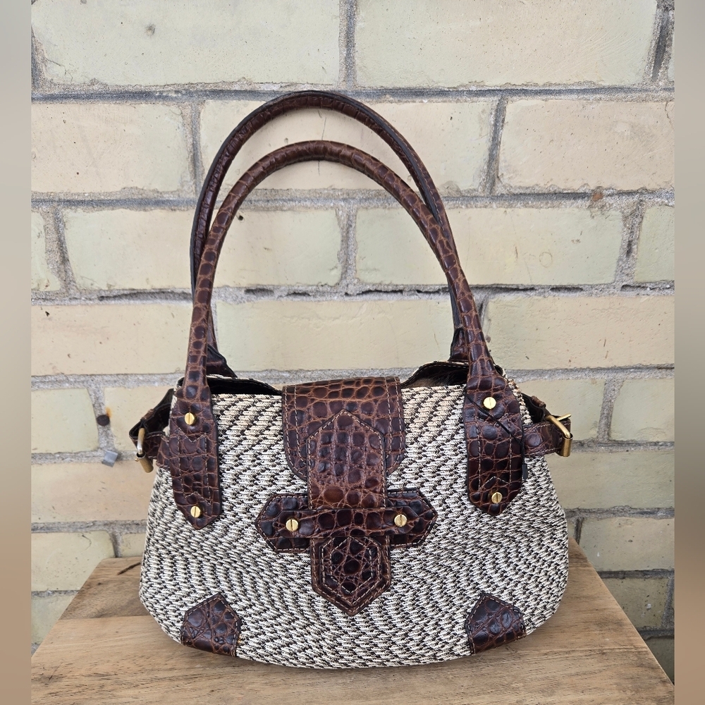 Eric Javits Leather and Weave Bag